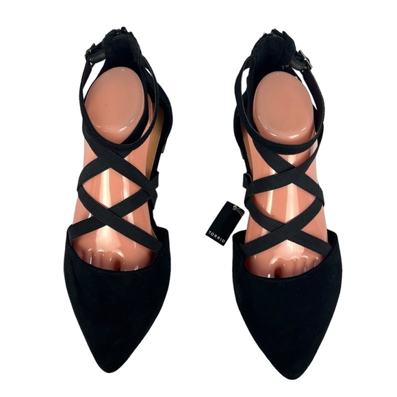 Torrid Faux Suede Elastic Criss-Cross Strappy Black Sandals Womens Size 9.5WW - Picture 4 of 13